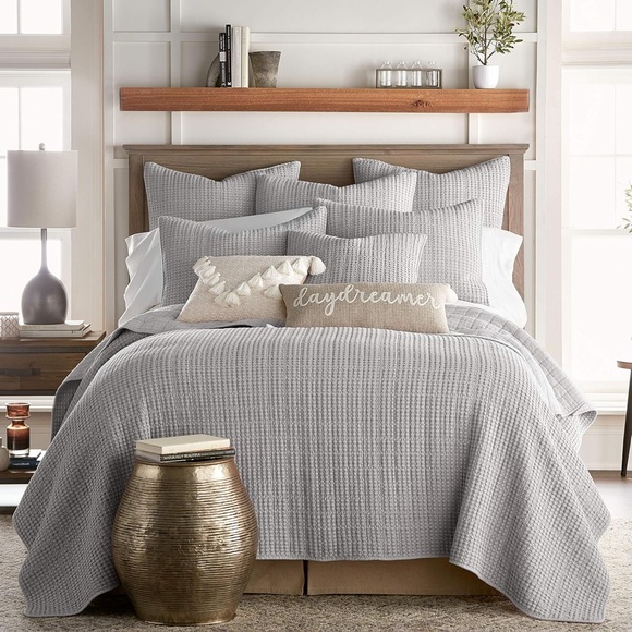 Levtex Other - Levtex Home Mills Waffle Full Queen Quilt Set Grey Cotton Brand New in Box
